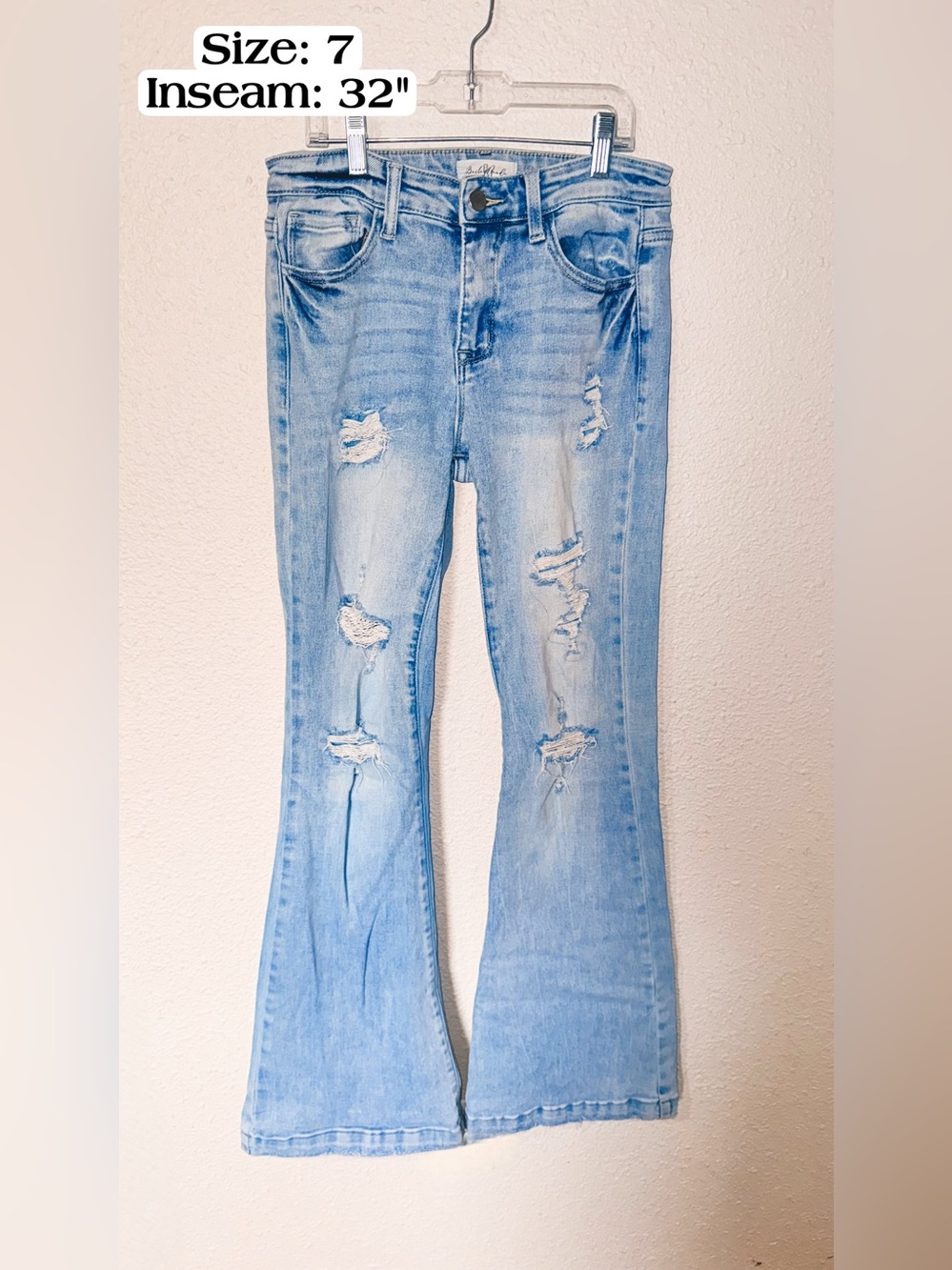 Bailey Made Light Blue Distressed Flare Jeans - Women's